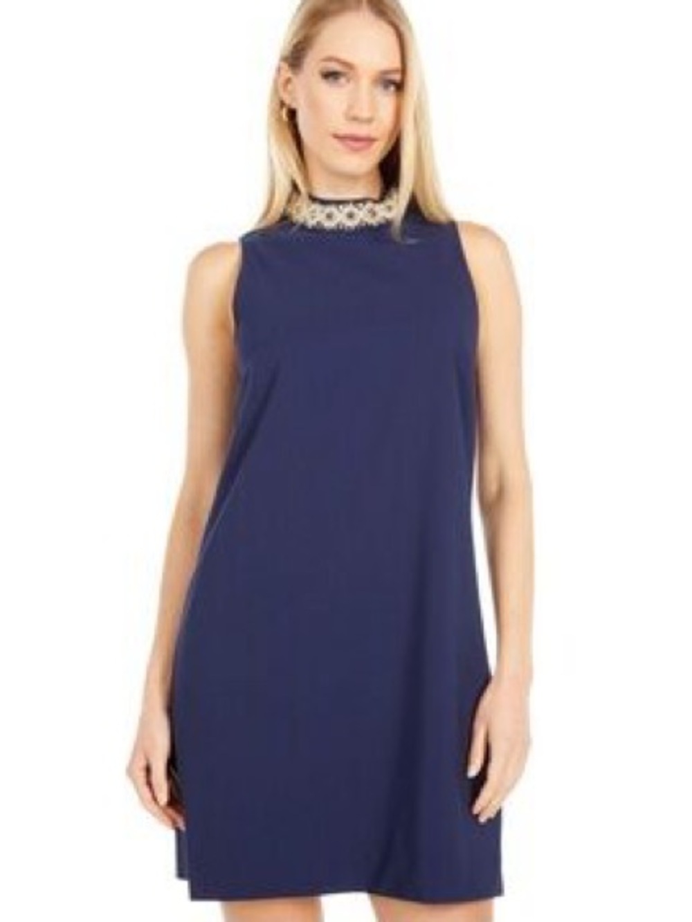 Nik and Nash Royal Blue Crystal Pearl Swing Shift Dress